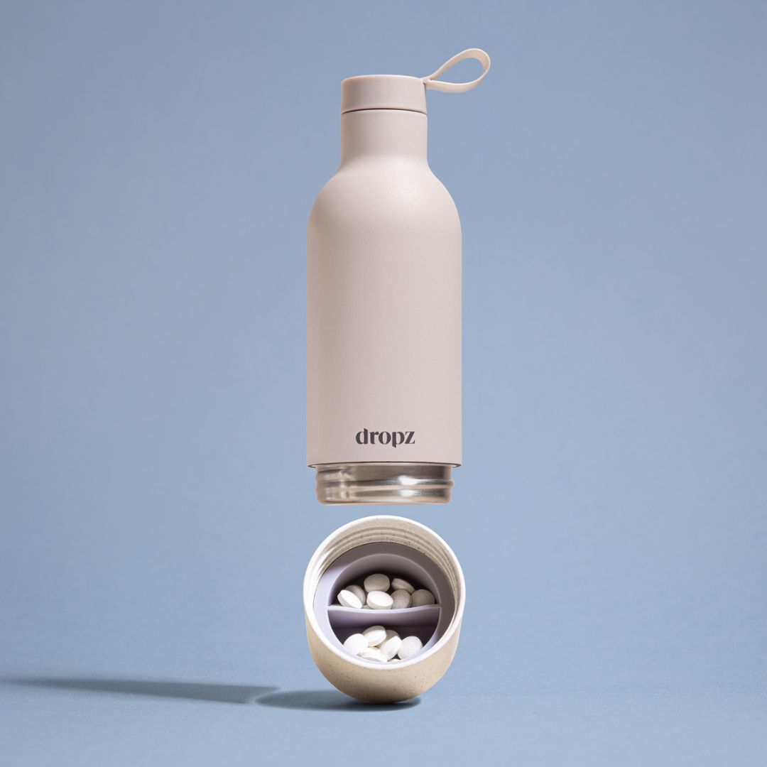 dropz Bottle white - 0.5l wirh storage compartment