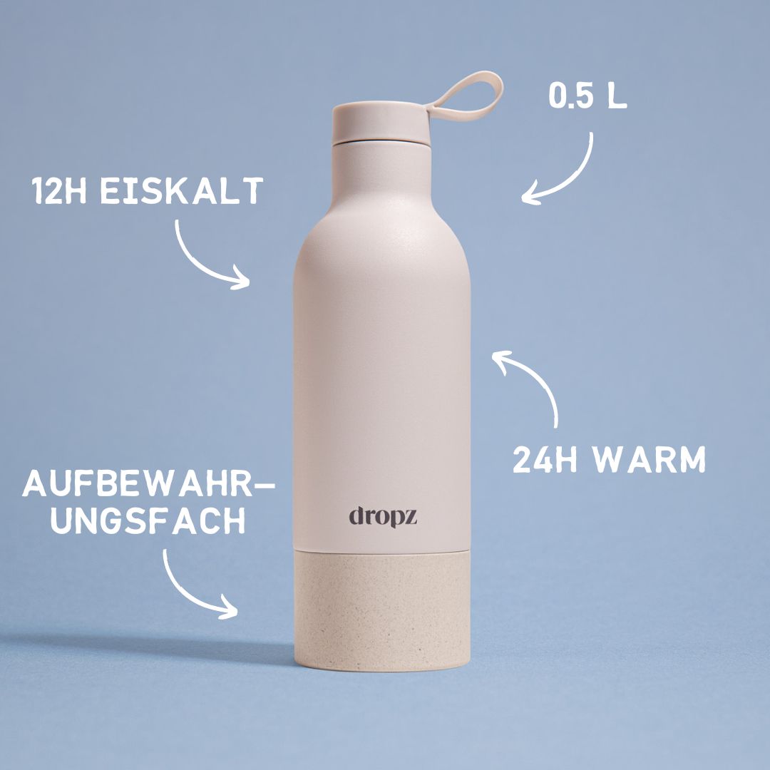 dropz Bottle white - 0.5l wirh storage compartment