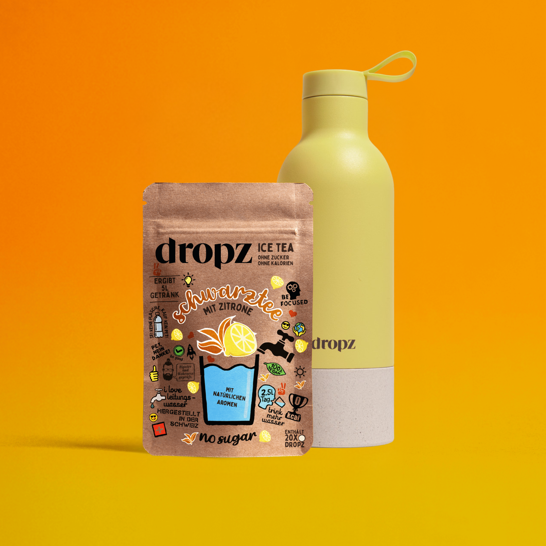 Ice Tea Zitrone + Flasche gelb