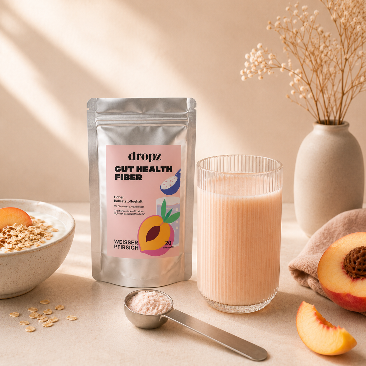 dropz- Gut Health Fiber Weisser Pfirsich