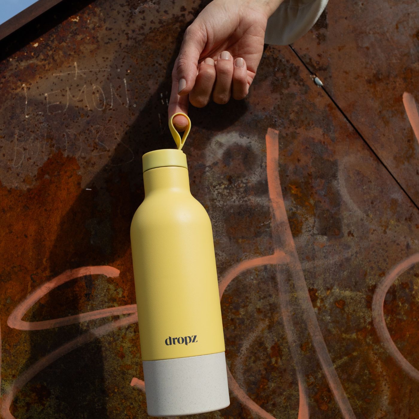 Bouteille dropz jaune - 0.5 L avec compartiment de rangement
