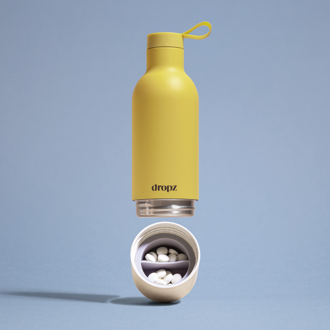 dropz Flasche gelb - 0.5 L mit Aufbewahrungsfach
