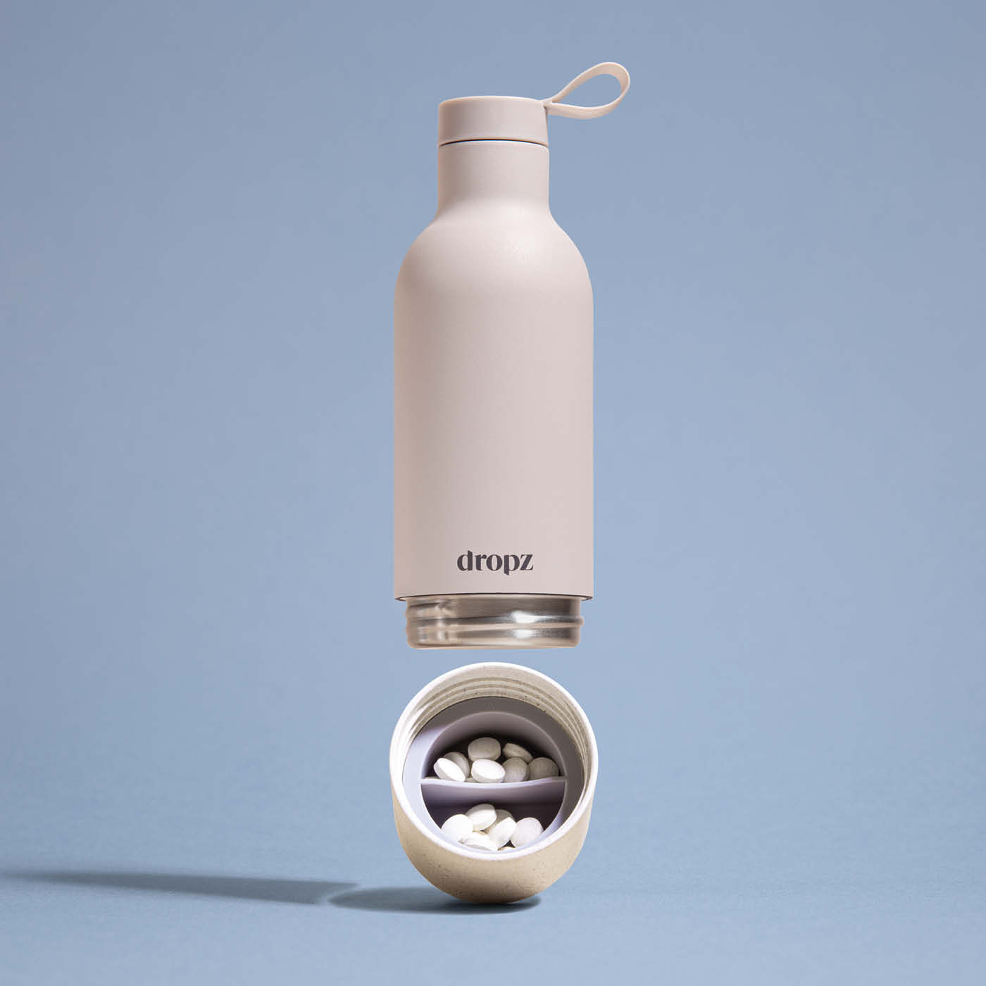 dropz Flasche White - 0.5 L mit Aufbewahrungsfach
